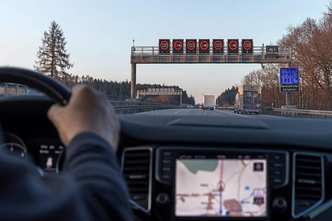Electronic traffic signs on the A9 motorway
