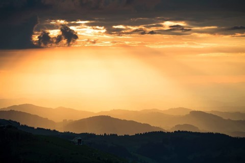 View to Ebenalp from Alpsigel at sunset