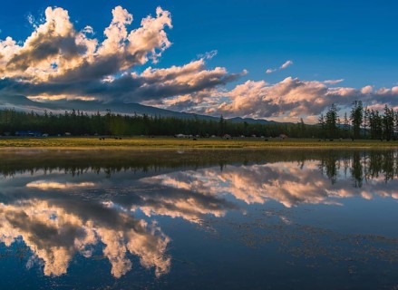 Khuvsgul Lake with dramatic clouds and water reflections