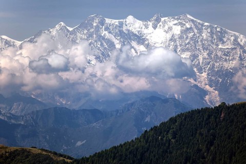 View from Morissolino to the snow-covered Monte Morissol-Rosa-Massif