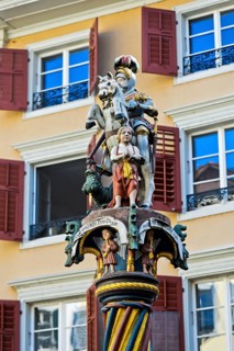 Fountain figure St. Georg on the rebelling horse