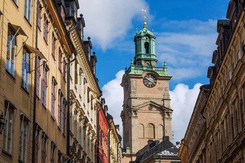 Old architectural buildings and the church of St-Nicholas also known as Storkyrkan cathedral
