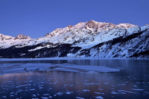 Frozen Lake Silsersee in winter