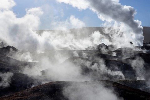 Fumaroles at the highest geothermal field in the world