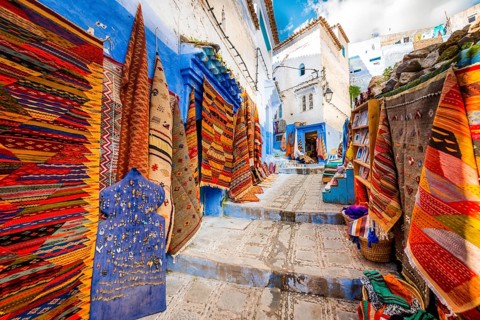 Narrow alley with carpets