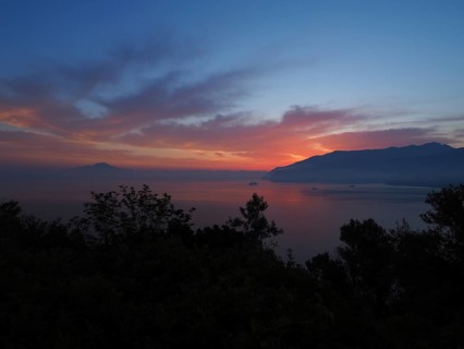 Sunrise and dawn in the gulf of Naples at Sorrento