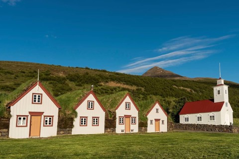 Old icelandic turf houses Laufas