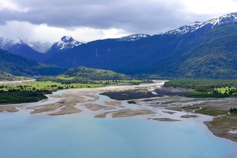 River mouth of the Rio Ibanez in the Lago General Carrera