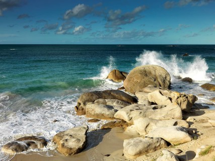 Breaking waves on the beach