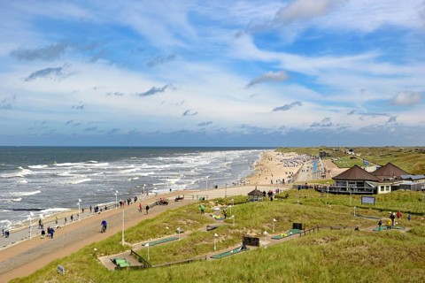 View of the beach promenade with mini-golf