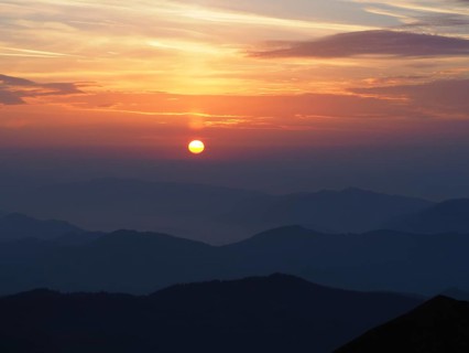 Sunrise over mountain ranges
