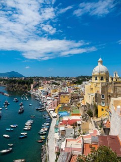 View of the island of Procida with its colourful houses