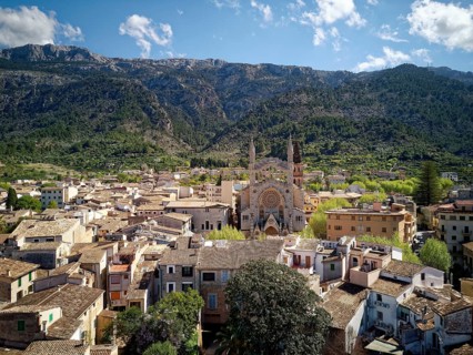 View of the old town with church of St. Bartholomew