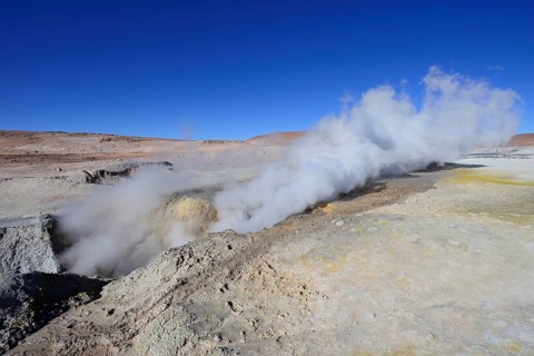 Fumaroles at the highest geothermal field in the world
