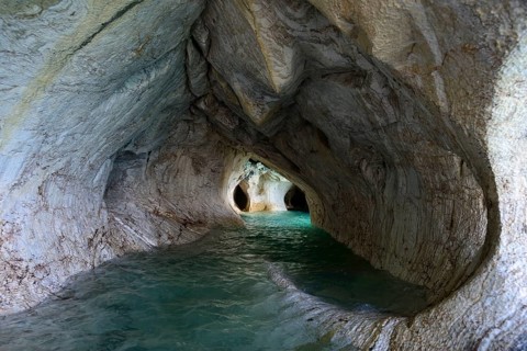 Bizarre rock formations of the marble caves