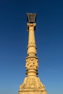 Historic lantern on the Schlossbrucke in the evening light
