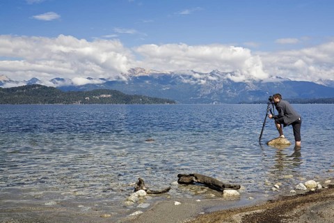 Photographer at the lake Nahuel Huapi