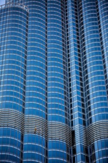 Window cleaners on glass facade of Burj Khalifa