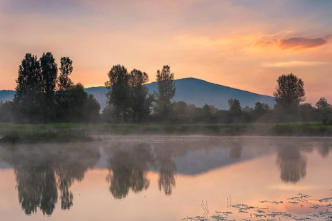 Sunrise at the lake Cerknica