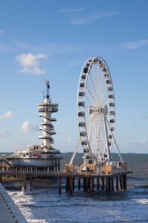 Pier with bungy tower and ferris wheel