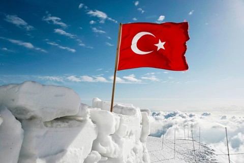Turkish flag in the snow
