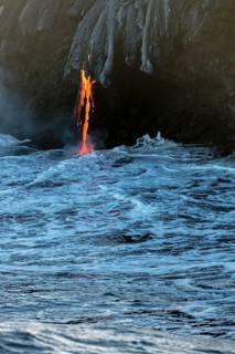 Lava entering ocean