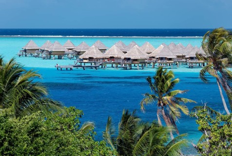 Bungalows in the turquoise sea