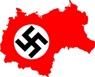 Map of Nazi Germany with swastika