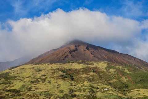 Stromboli volcano with cloud