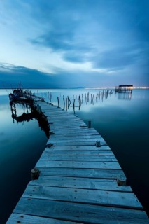 Landing stage in the calm sea