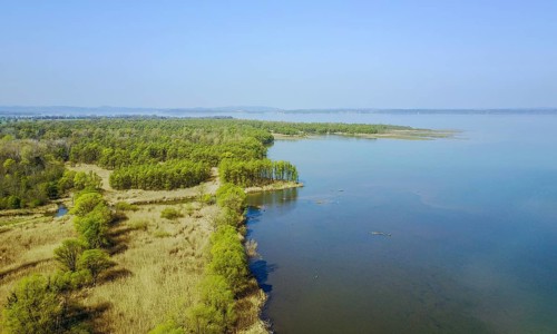 The river mouth of the Tyrolean Ache into the Chiemsee