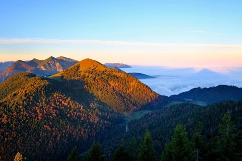 Jochberg and Herzogstand in the morning light