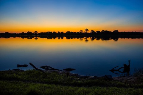 River landscape with Rio Negro at sunset