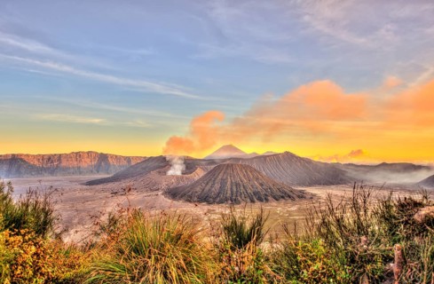 Smoking volcano Gunung Bromo