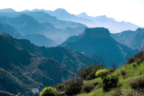 View on mountains from Roque Bentayga
