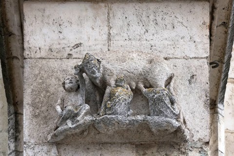 Judensau sculpture at St. Peter's Cathedral