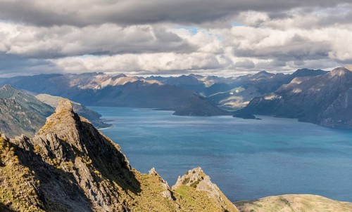 Lake Hawea and mountain panorama