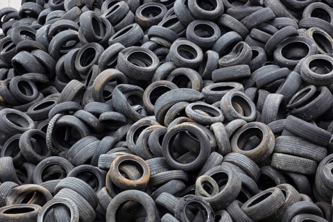 Old car tires for recycling