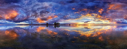 360 x 170 panorama with glorious sunset at Carters Beach