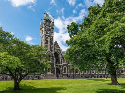 Old neo-gothic main building with bell tower