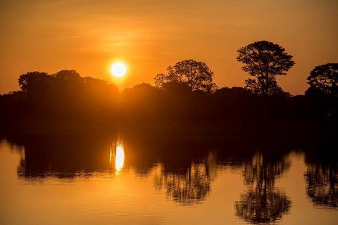 River landscape with Rio Negro at sunset