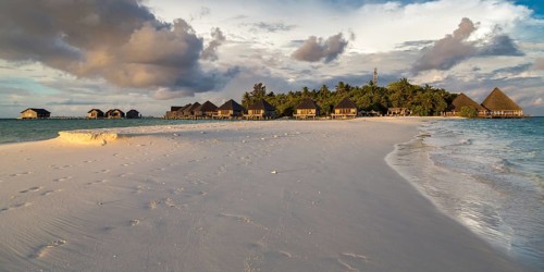 White sand bank in lagoon