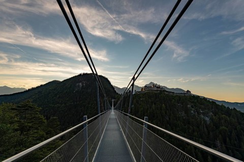 Suspension bridge Highline 179 with Tannheimer Bergen in the background