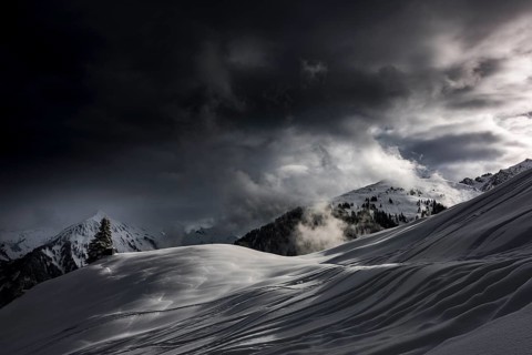 Snowy mountain landscape
