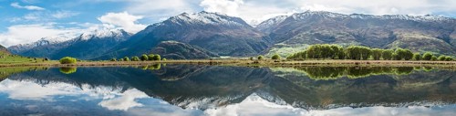 Mountain range reflected in a lake