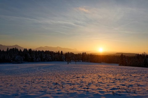 Sunset in winter