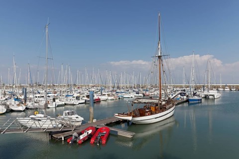 Sailing boat in marina of Saint-Denis d'Oleron