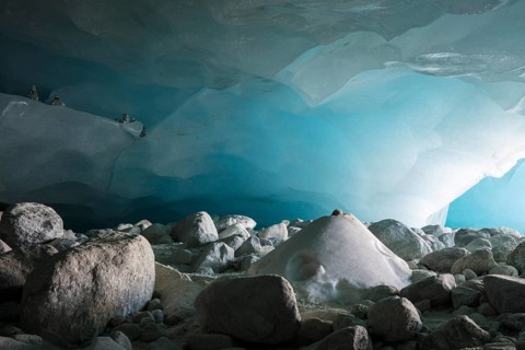 Ice cover in the glacier cave