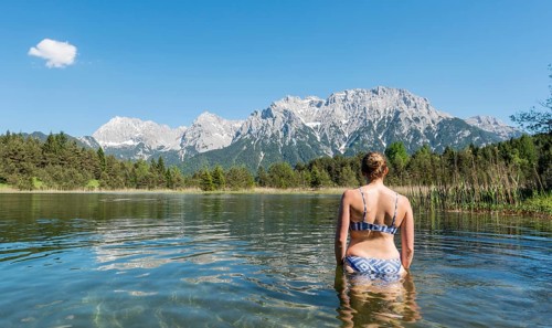 Woman bathing in the Luttensee