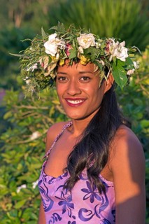 Young woman with flower wreath